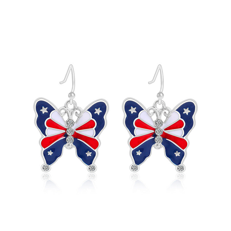 Pendientes colgantes del corazón del día mayorista del día de la independencia Pendientes colgantes de corazón